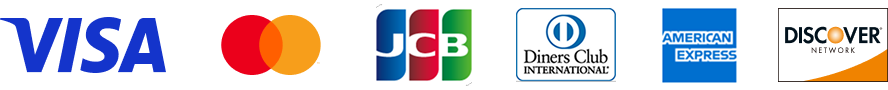 Visa、Mastercard、JCB、American Express、Diners Club、DISCOVER