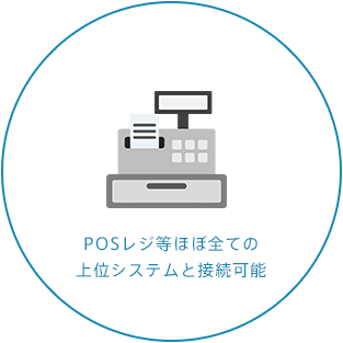 POSレジ等ほぼ全ての上位システムと接続可能