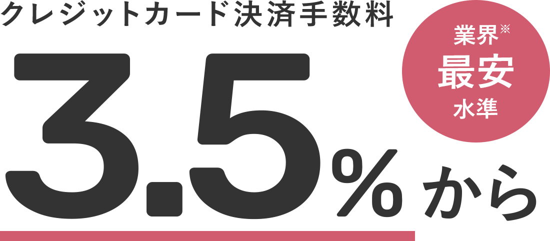 クレジットカード決済手数料3.5%から 業界※最安水準