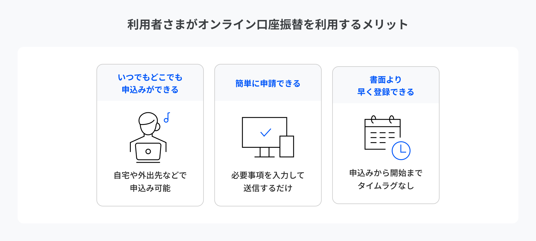 利用者さまがオンライン口座振替を利用するメリット